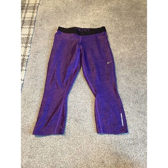 Nike Pants - Nike Dri-FIT Just Do It Purple Space Dye Cropped Leggings Womens Medium
